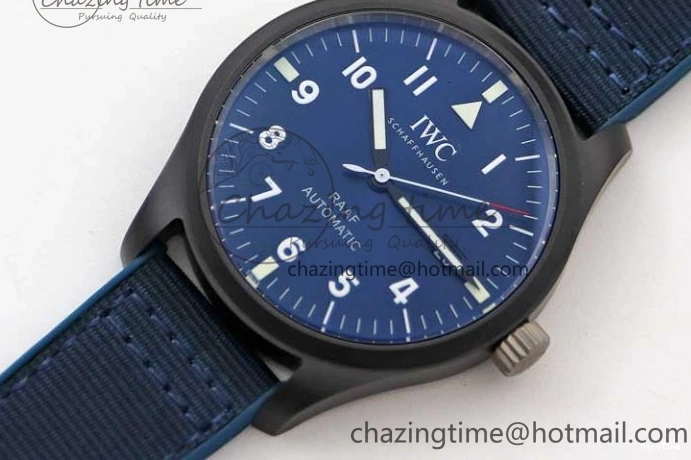 MIROTIME 1230 BestValue Mark XVIII IW328101 Black Ceramic M+F 1:1 Best Edition Blue Dial on Blue Nylon Strap A 7058